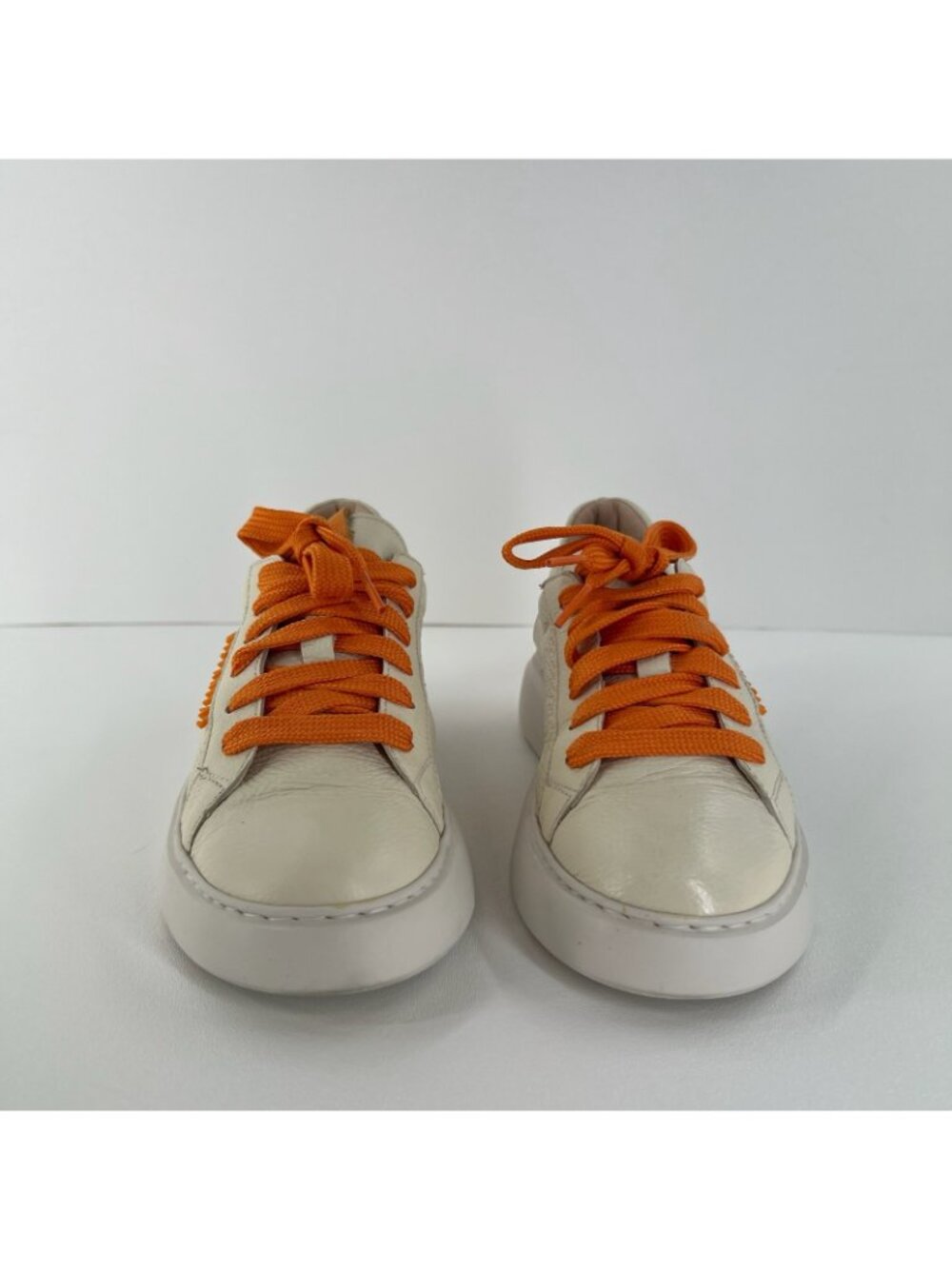 Hispanitas Oceania Mandarin Leather Sneakers Womens 36 Triflow Gel Cream Orange - Picture 4 of 14